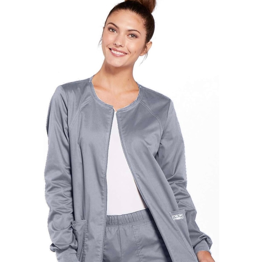 Cherokee Gray Zip-Up Scrub Jacket